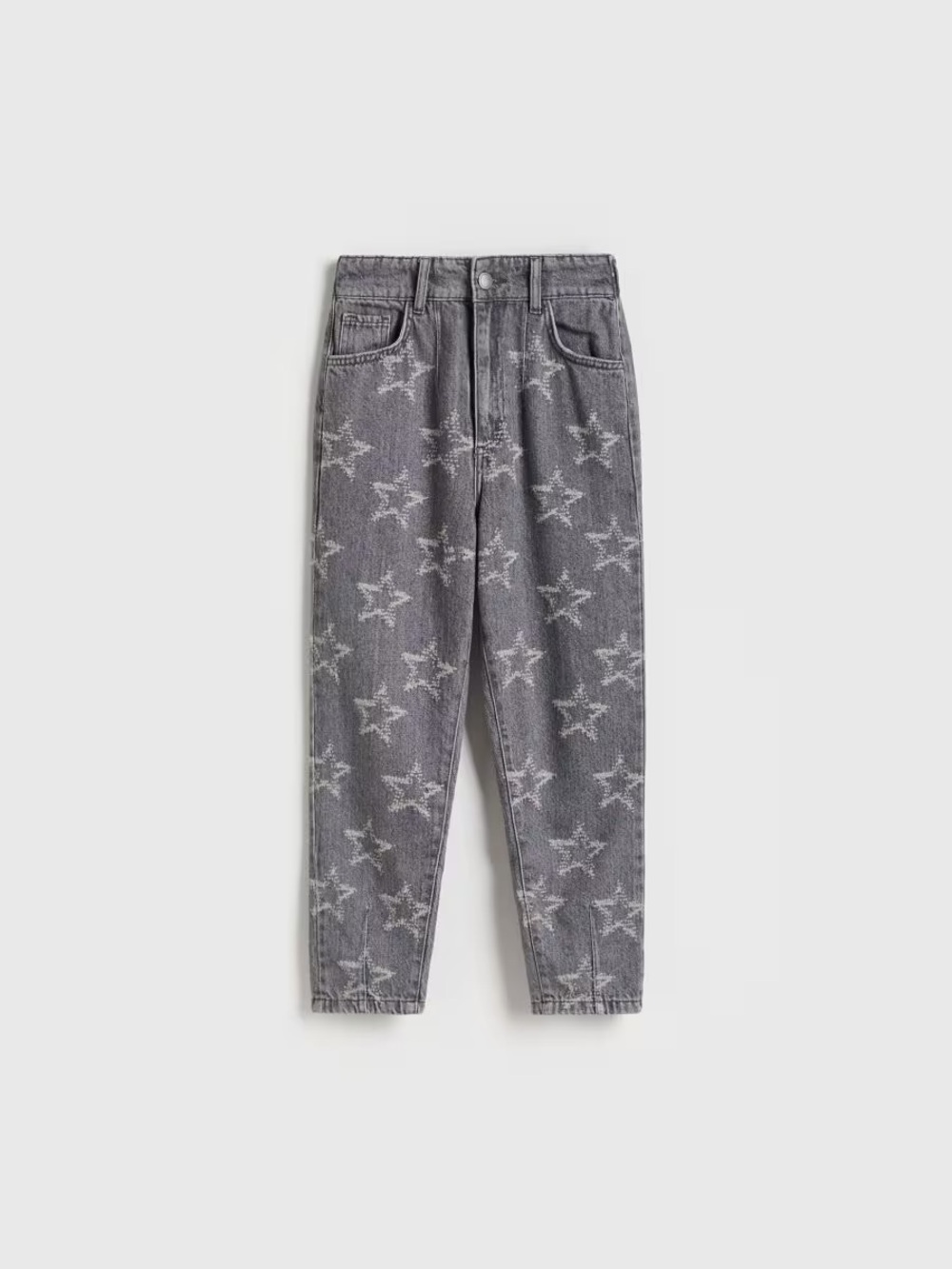Girls Gray Baggy Jeans with Stars